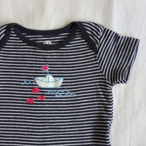 rococo nautical stripe cotton short sleeve bodysuit diaper shirt 9 months baby